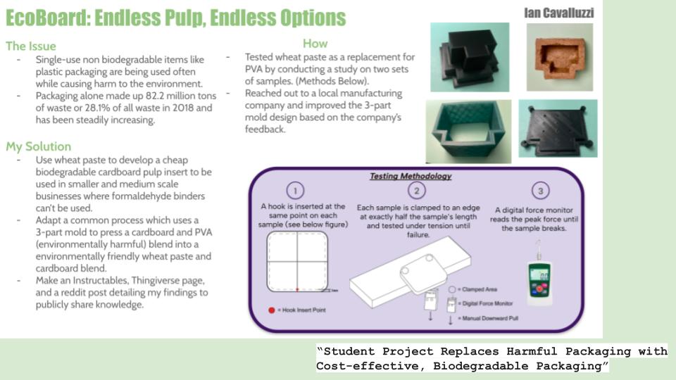 EcoBoard- THIRD Place (joint) Ian Cavalluzzi - Yonkers Partners in Education (YPIE)