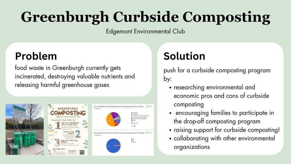 Greenburgh Curbside Composting - THIRD Place (joint) Sarah Hu and Aleena Ahmed - Edgemont Environmental Club